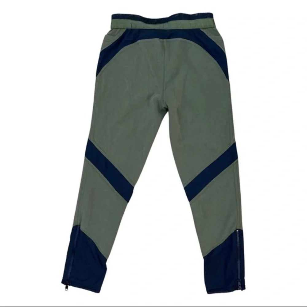 Free People • Movement Mesh Panel Zipper Ankle Army Green Leggings S